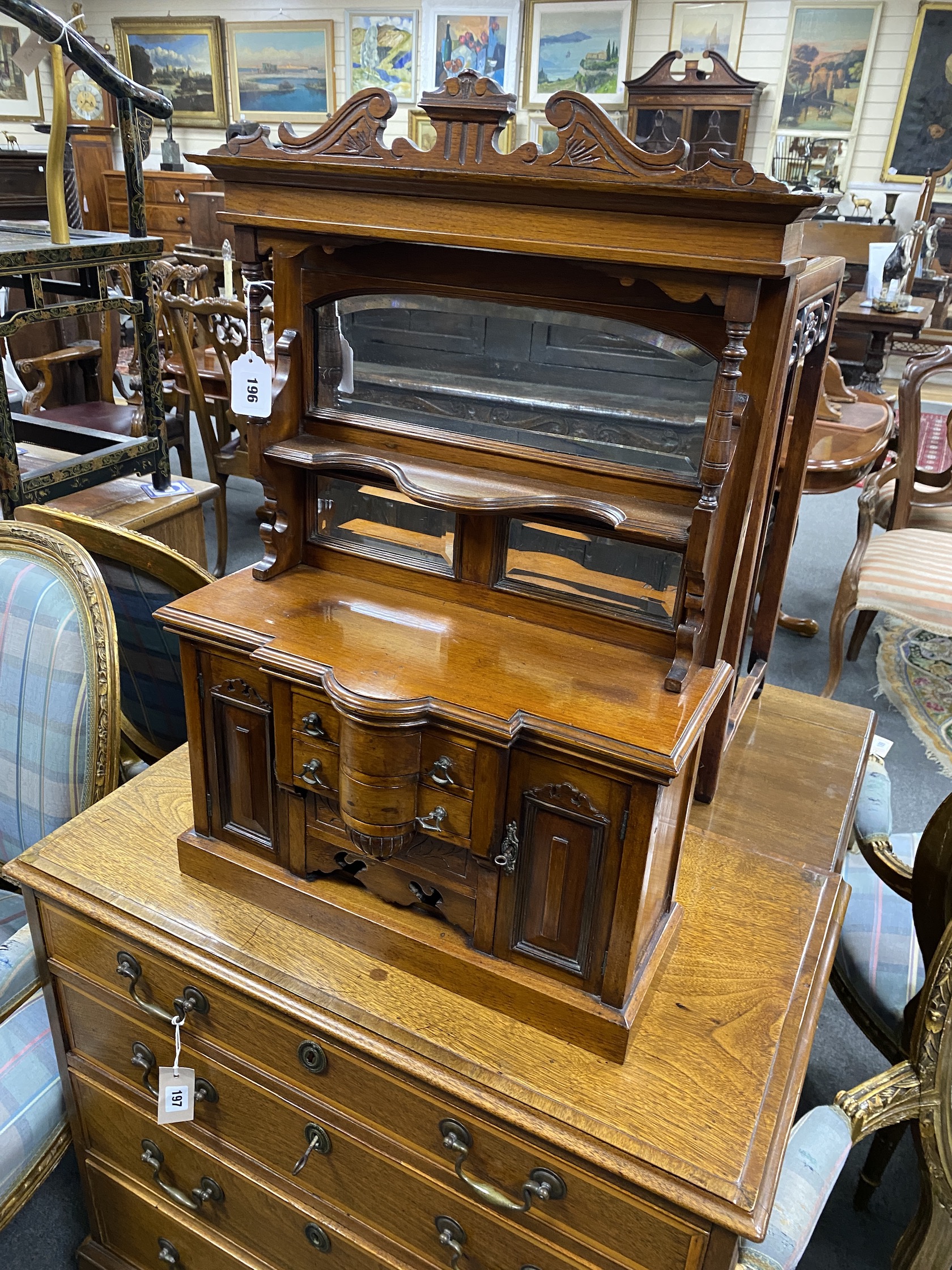 A late Victorian miniature mahogany mirror-back sideboard, width 48cm, depth 17cm, height 74cm